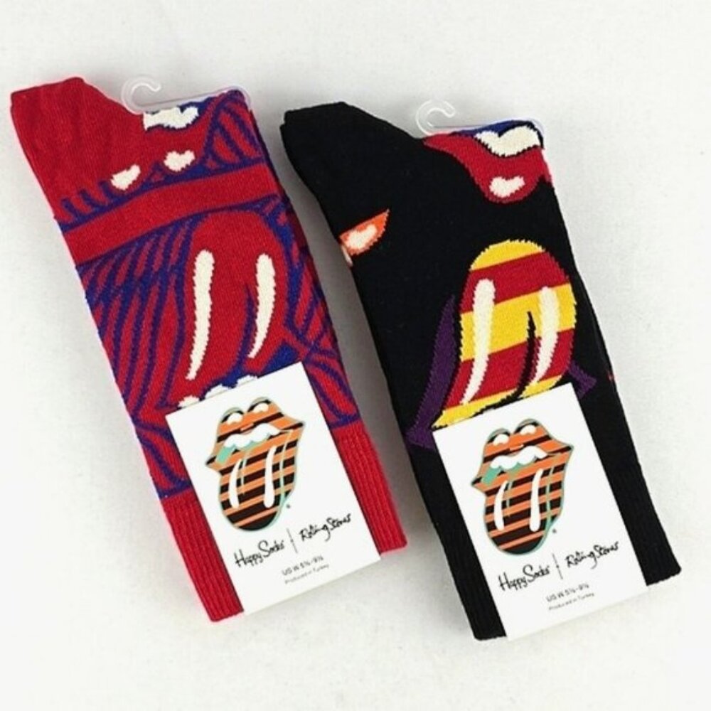 NWT Happy Socks x Rolling Stones Women's Combed Cotton Socks Size 5.5 - 9.5